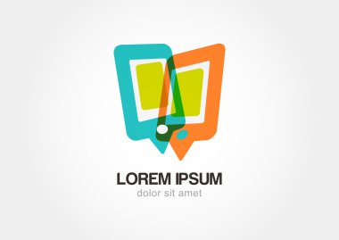 soyut renkli cep telefonu. stilize geçiş noktası. konuşma balonu