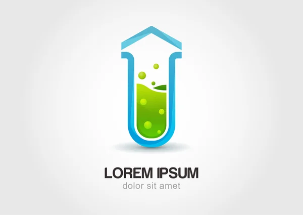 Ok flask, laboratuvar simgesi. vektör logo tasarım şablonu — Stok Vektör