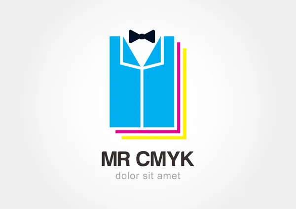 Smoking mit Fliege. kreativ Druck Cmyk-Symbol. Vektor-Logo-de — Stockvektor