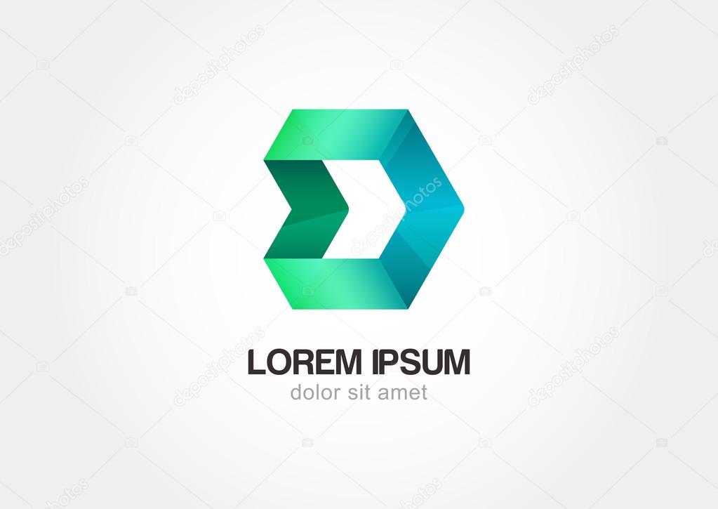 Hexagon Corporate style vector logo design template. Infinity loop shape,  business technology abstract symbol.