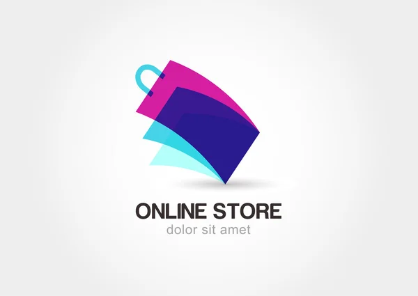 Conceito de design abstrato para loja on-line. Sacola colorida —  Vetores de Stock