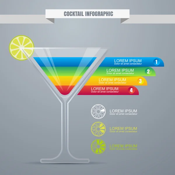 Cocktail concept infographic design template. Cocktail party or — Stock Vector