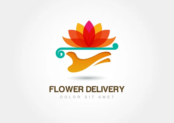 Concepto de diseño abstracto de flores a domicilio. Logo vector — Vector de stock