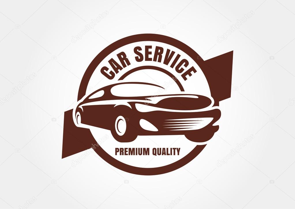 Vintage style car repair service label. Vector logo design template.
