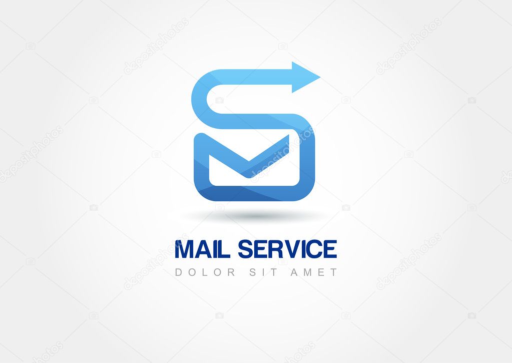 Abstract design concept for mail service. Vector logo template. Sending message icon.