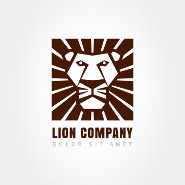 Aslan baş logo şablonu, güç, güç, güvenlik ve se sembolü