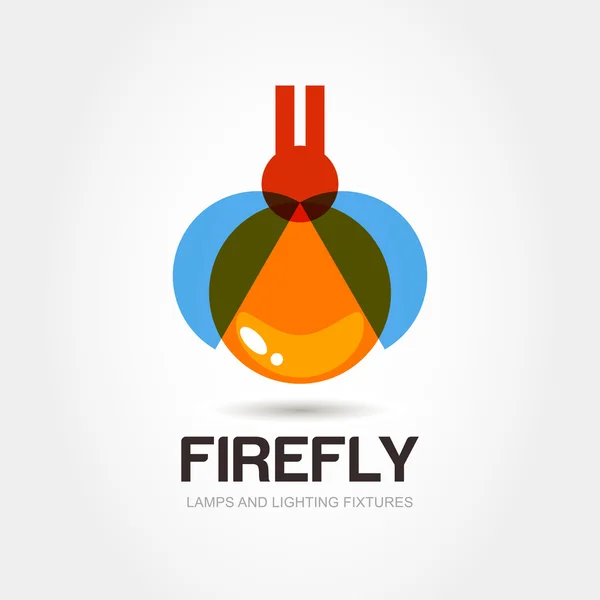 Plantilla de diseño de logotipo de error de Firefly. Icono de la lámpara colorida abstracta. V — Vector de stock