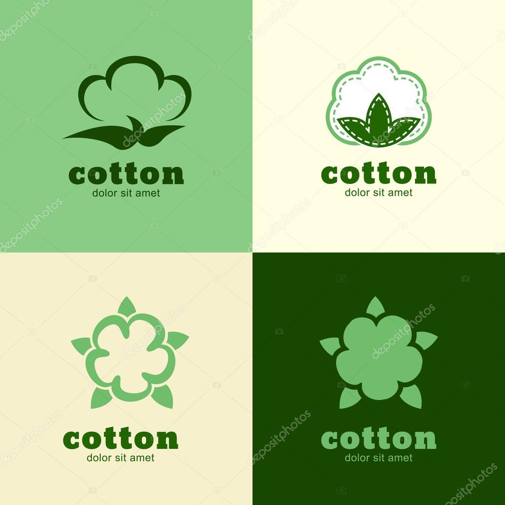 Floral logo template, cotton and wool clothes. Abstract design concept for natural product. Vector icon set.