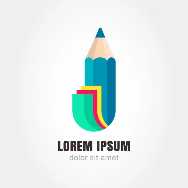 Abstrait couleur crayon et feuilles vector logo modèle de conception. CR — Image vectorielle