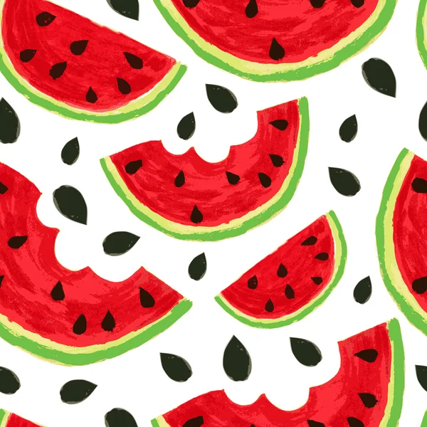 Aquarell Wassermelone Slices, nahtlose Hintergrund. Vektor, Abbildung — Stockvektor