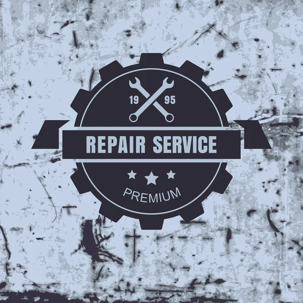 Vintage style car repair service label on rusty background. Vect — Stock Vector