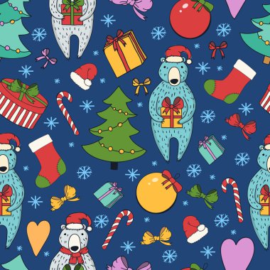 Neşeli Noel ve mutlu yeni yıl renkli kesintisiz arka plan.
