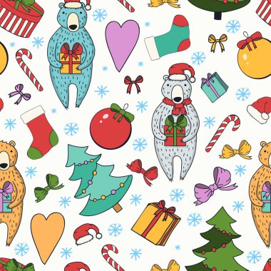 Neşeli Noel ve mutlu yeni yıl renkli kesintisiz arka plan.