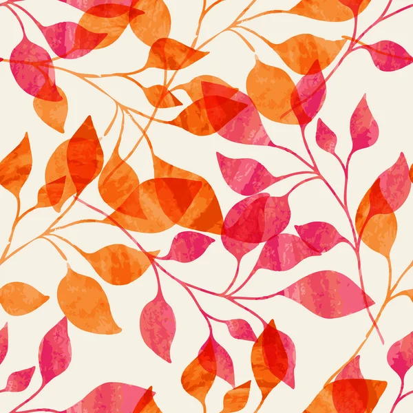 Aquarelle transparente motif avec des feuilles d'automne roses et orange. — Image vectorielle