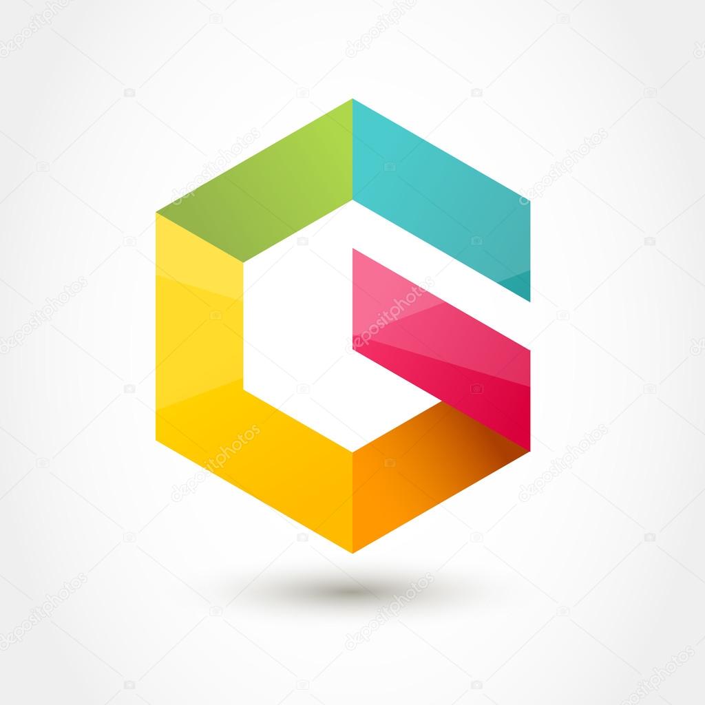 Vector logo design template. Colorful hexagon infinity loop shap