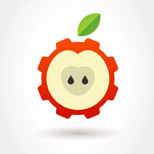 Vector logo design template. Red apple gear shape, business tech — Stock Vector