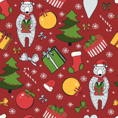 Neşeli Noel ve mutlu yeni yıl renkli kesintisiz arka plan.