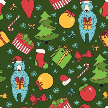 Neşeli Noel ve mutlu yeni yıl renkli kesintisiz arka plan.