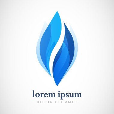 Vektör logo tasarım şablonu. Soyut mavi su damlası, dalga shap