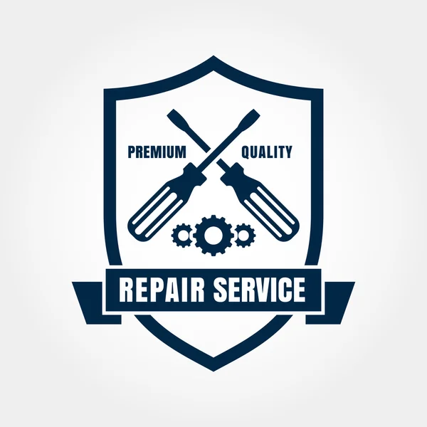 Etichetta di scudo di servizio di riparazione di auto di stile vintage. Vector logo desig — Vettoriale Stock