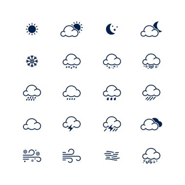 Basit çizgi weather simge seti. Vektör çizim. Meteoroloji s