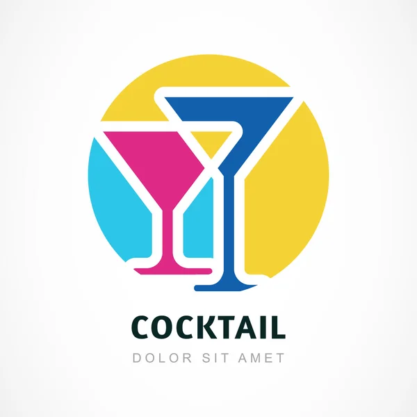 Abstract logo design template. Colorful cocktail circle icon. Co — Stock Vector