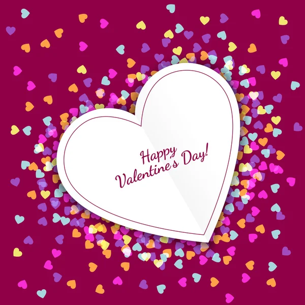 Happy Valentines Day wenskaart met harten achtergrond. Vect — Stockvector