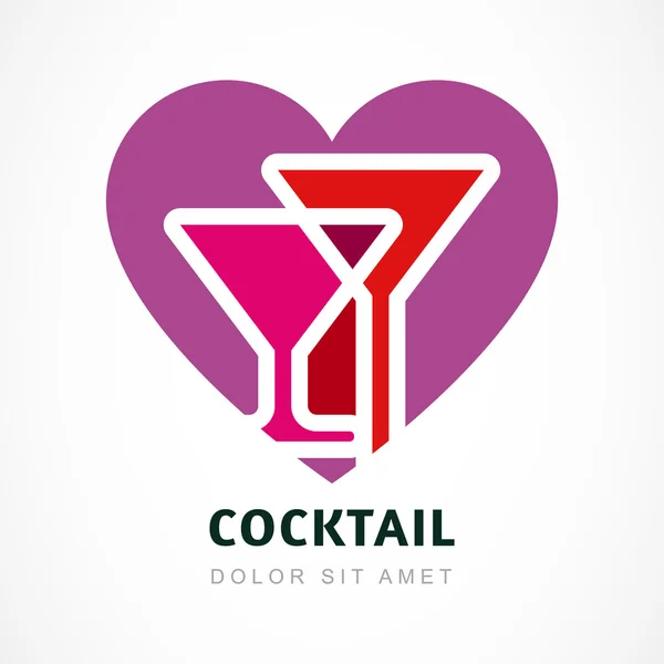 Abstract logo design template. Colorful cocktail in heart shape. — Stock Vector