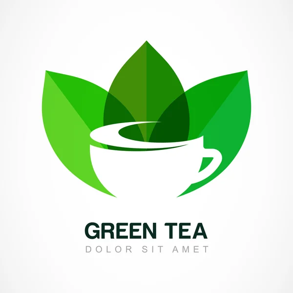Plantilla de diseño de logotipo abstracto. Símbolo de té verde, hierbas naturales — Archivo Imágenes Vectoriales