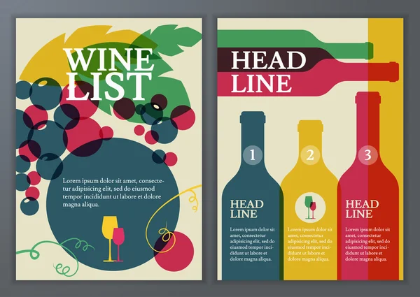 Set of vector template for brochure, flyer, poster, wine list, m — Stock Vector