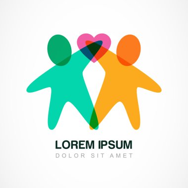 Vektör logo tasarım şablonu. Renkli soyut mutlu insanlarla