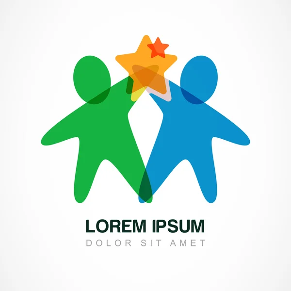 Vektör logo tasarım şablonu. Renkli soyut mutlu insanlarla
