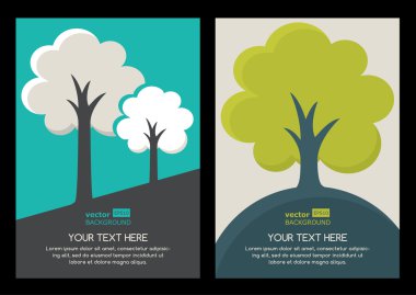 Yeşil ağaç siluet çizimi. Vektör doğa organik kümesi