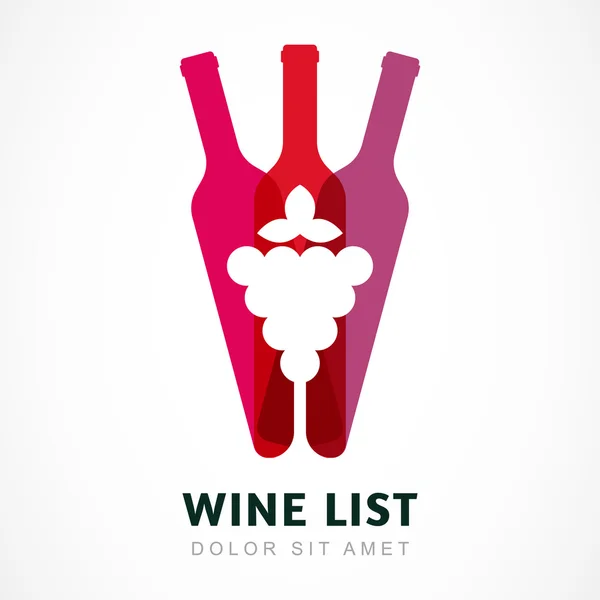 Soyut renkli logo tasarım şablonu. Şarap şişe ve cam ve — Stok Vektör