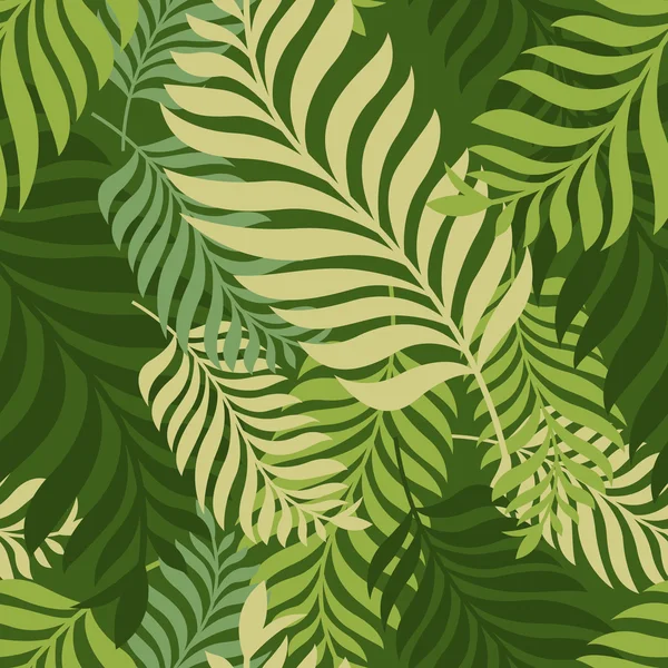 Πράσινα φύλλα φοίνικα. Διάνυσμα χωρίς ραφή μοτίβο. Φύση οργανική — Διανυσματικό Αρχείο