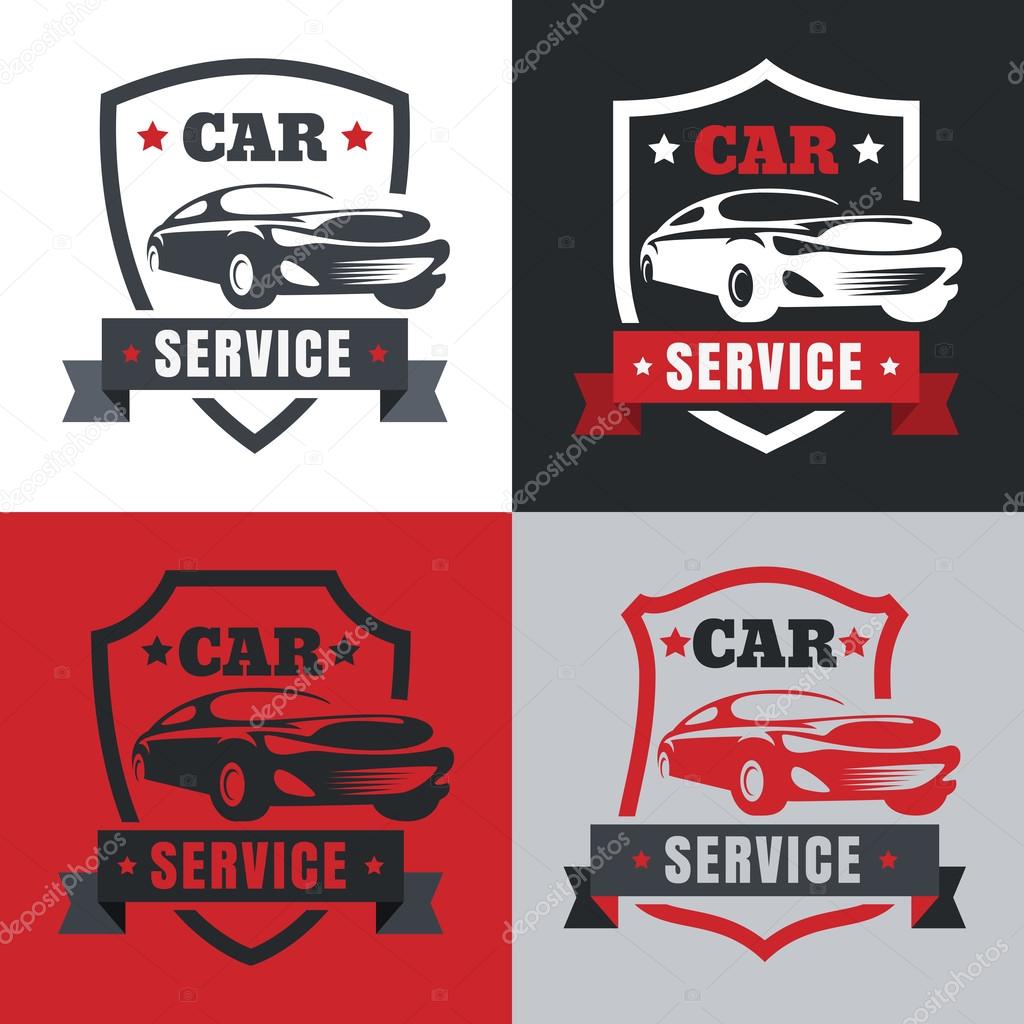 Set of vintage style car service label. Vector logo design templ