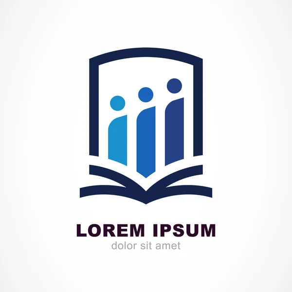 Vector logo design template. Shield, people silhouette and open 