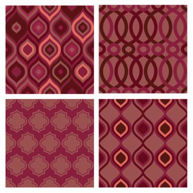 Sorunsuz soyut marsala desenleri kümesi. Vektör geometrik arka