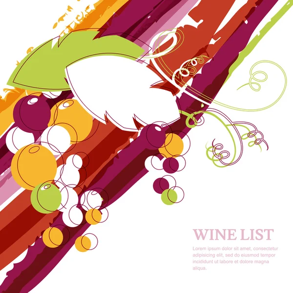Branch of grape on marsala stripes watercolor background. Abstra — Stock Vector