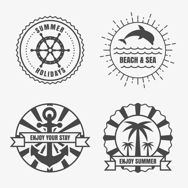海と夏の航海標識、バッジ、ラベルのセットです。ベクトル — ストックベクタ
