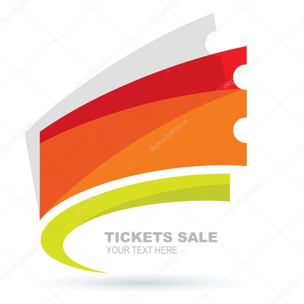 Abstract colorful ticket illustration background. Vector logo design template.