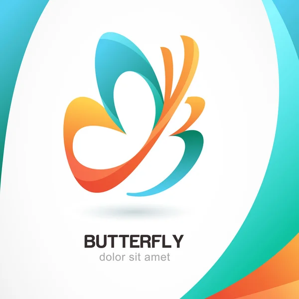 在彩色背景上的抽象美丽的热带蝴蝶符号 — 图库矢量图片