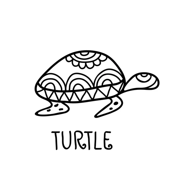 Main sur symbole tribal tortue. Décoratif illustration vectorielle — Image vectorielle