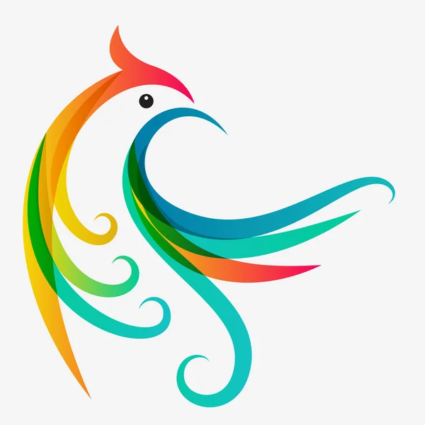 Aves tropicales multicolor abstracto, plantilla de diseño de logotipo. Vector de — Vector de stock