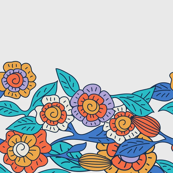 Векторний безшовний каракулевий квітковий фон з декоративними квітами — стоковий вектор