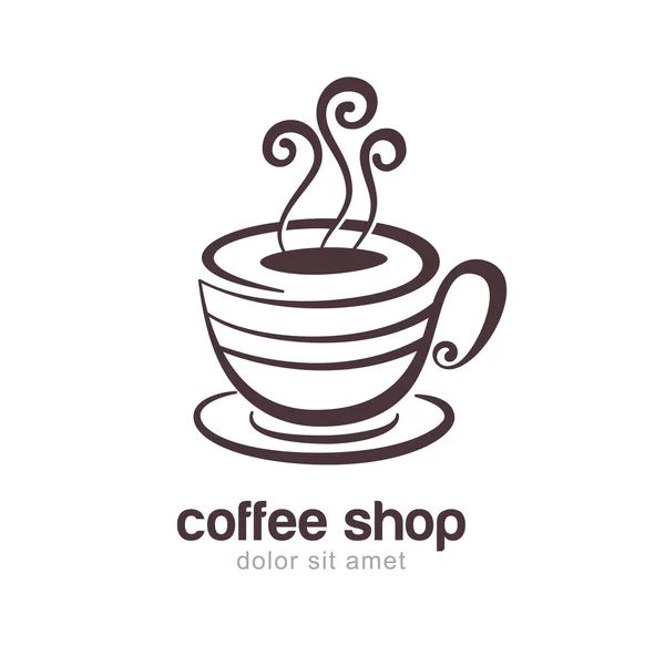 Ilustração de desenho de linha da xícara de café ou chá isolada no branco — Vetor de Stock