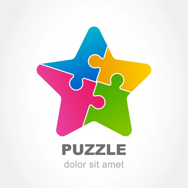 Puzzle vícebarevná ikonu hvězdičky. Šablona návrhu vektorové logo. Moderní — Stockový vektor