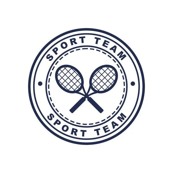 Etichetta di tennis stile vintage con due racchette. Disegno logo vettoriale — Vettoriale Stock