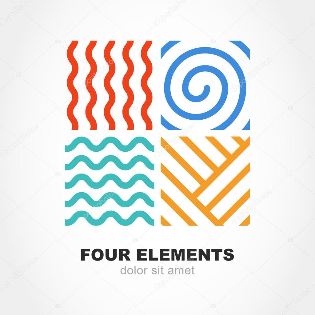 Four elements simple line symbol. Vector logo template. Abstract