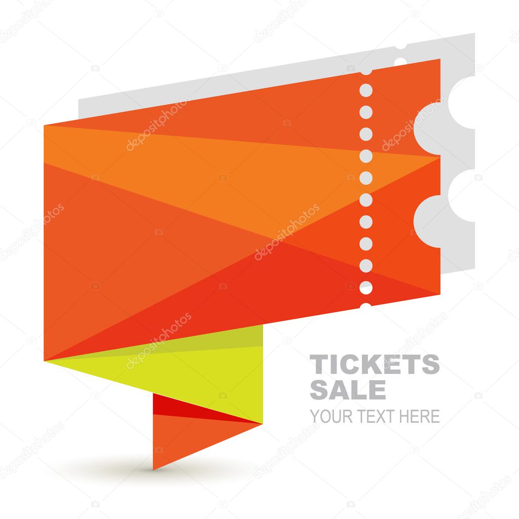 Abstract orange paper ticket illustration background. Vector logo design template.